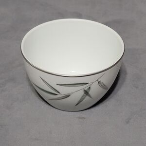 Vintage Noritake Sugar Bowl W/O Lid, Bambina 5791 Silver Accents on White